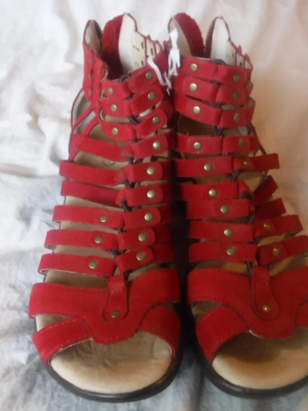 Jambu Womens Red strappy Wedge Shoes Womens Size 7 1/2 M